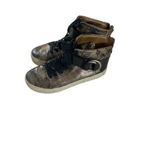 Frye Lena Lace Up Harness Gunmetal Fashion High Top Sneaker - 6M